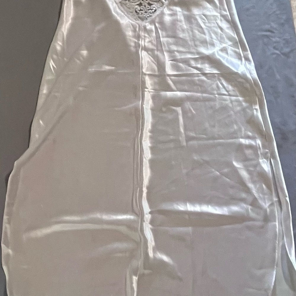 Vintage California Dynasty Satin Camisole Nightgown Lingerie Sz L White - Picture 9 of 12